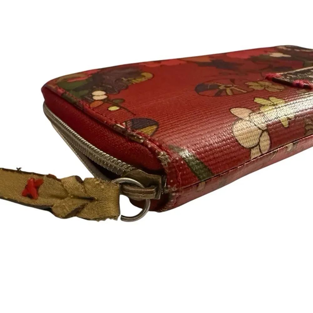 Sakroots Wallet Red Multi Floral Butterfly Zip Around CreditCard Slots READ - Picture 6 of 9